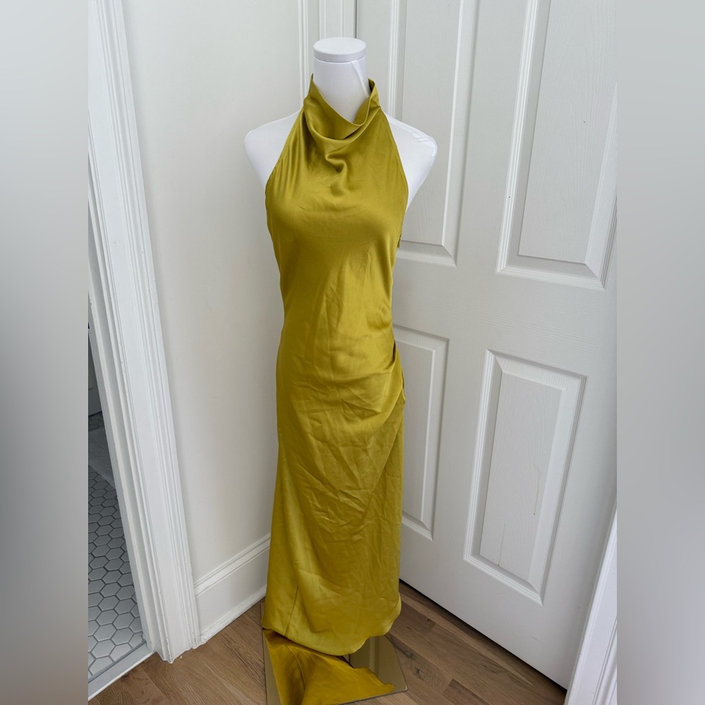 Elegant Mustard Halter Neck Dress